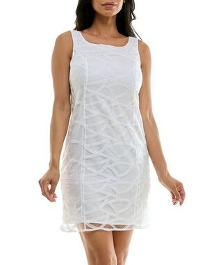 Nina Leonard White Sleeveless Bow Back Dress Size XL